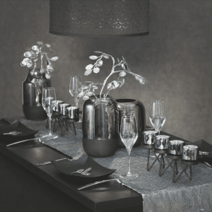 Modern Silver and Black Metallic Vases