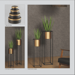 Golden Design Planter with Artificial Plants