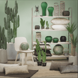 Green Glass Cactus Design Vases