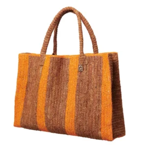Raffia Weekender Beach Bag Natural-Orange