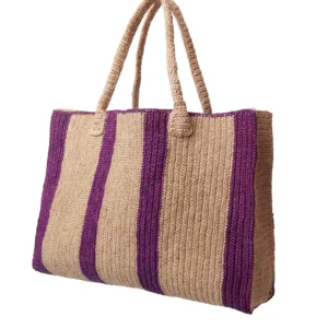 Raffia Weekender Bag Violet-Natural